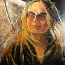 P ( 8    wondering what she's thinking  oil on canvas 