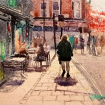 P ( 7    midday sun China Town   Watercolour  painting   18"  x  18" 