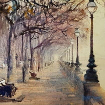 P (5  morning mist Chelsea embankment  20" x  20" 